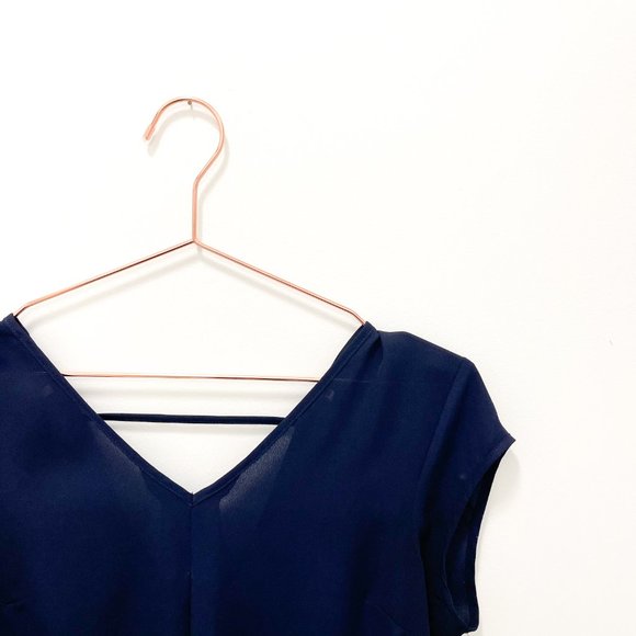 NAVY BLUE N-NECK BLOUSE SIZE SMALL - Picture 3 of 5